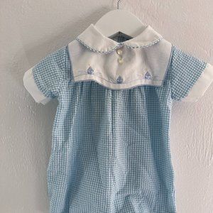 Alexis Baby Boy Smocked sailboat Romper Jon Jon Set 3 months